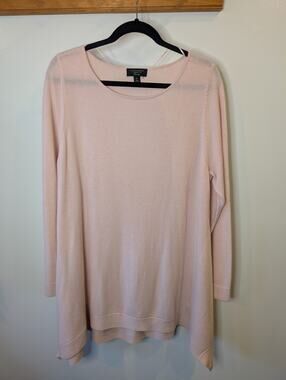 Charter Club 100% Cashmere Light Petal Pink Crewneck Sweater Soft Luxury Cozy XL